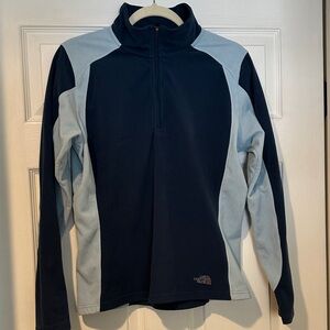 The North Face Women's Navy and Light Blue Zip-Up Sweater
